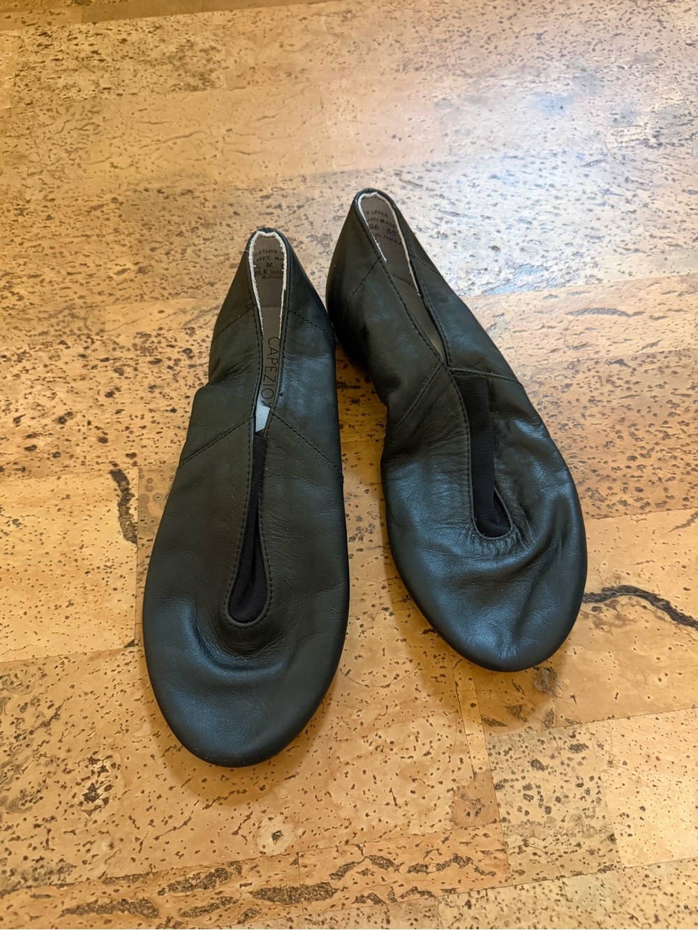 Capezio Black Leather Slip-On Jazz Flats